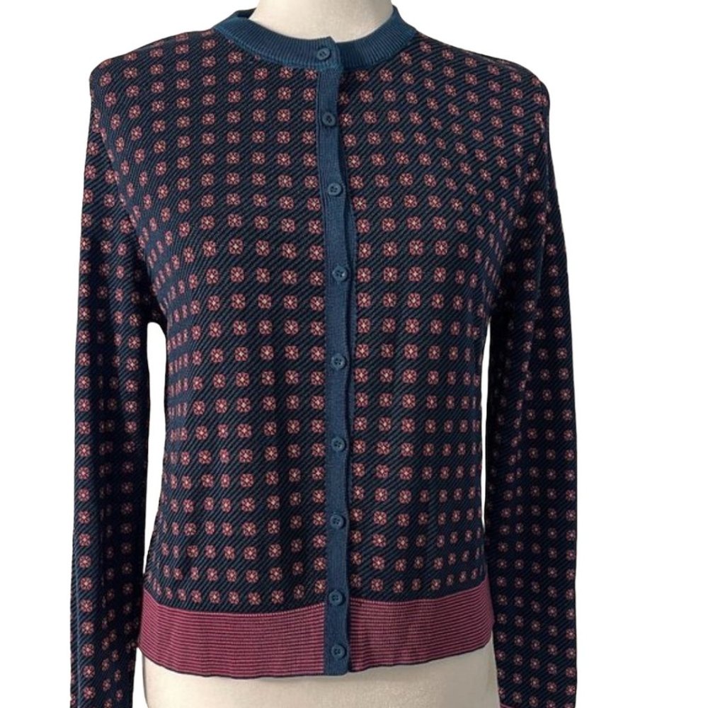 ZARA KNIT jacquard button down cardigan sweater